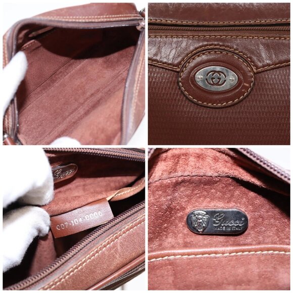 GUCCI Shoulder Bag Leather Brown Silver Auth - Picture 14 of 15